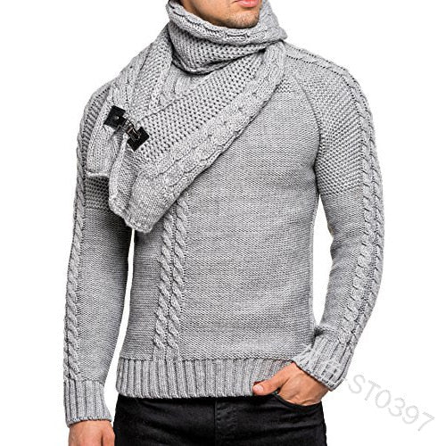 Men's Knit Sweater+Scarf Set